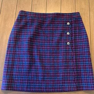 Talbots Plaid Faux Wrap Pencil Skirt Size 14 Wool Blend MultiColor Preppy Classy